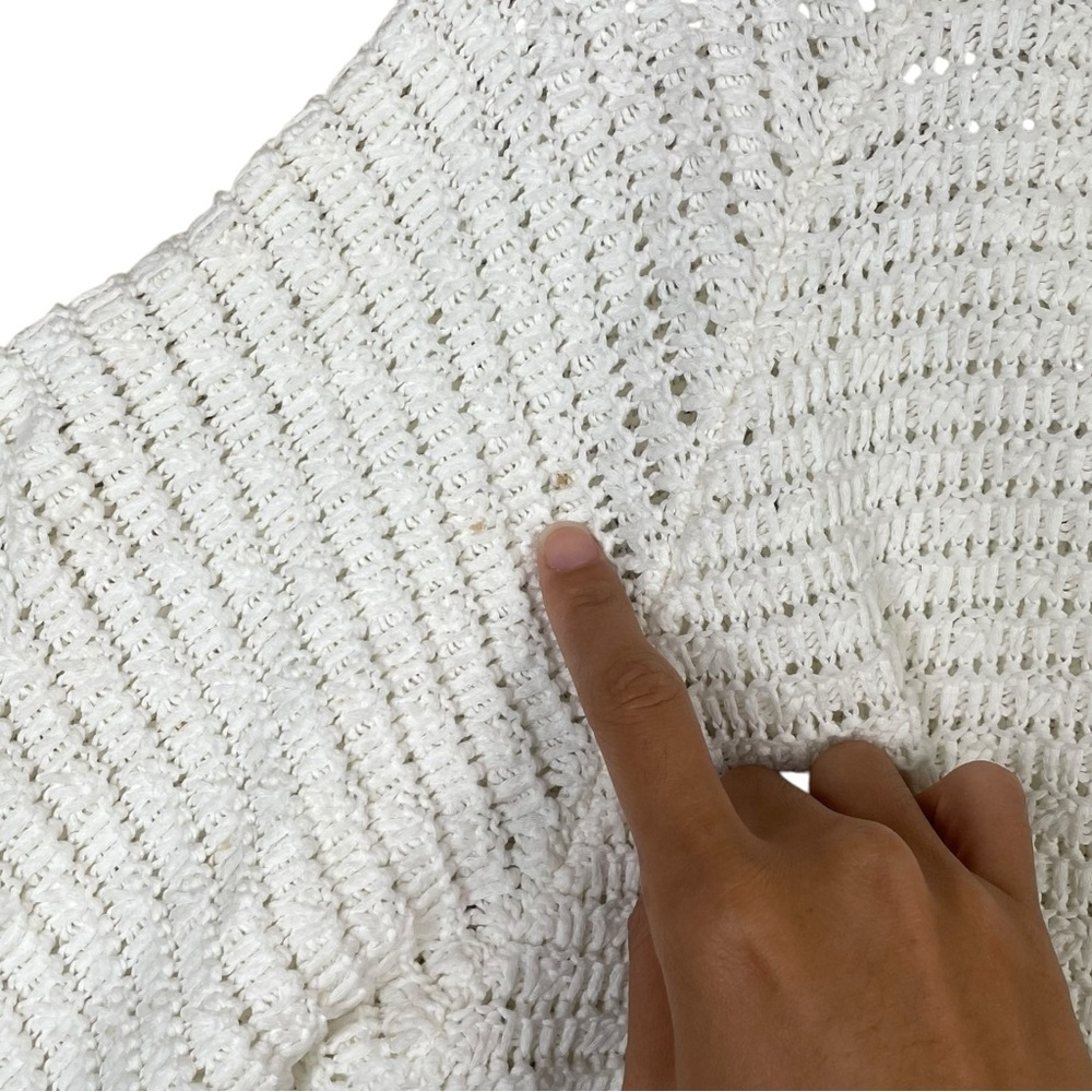 Zadig & Voltaire Women Knit Sweater Bea Openwork Striped White Cropped Size XS - Picture 15 of 15